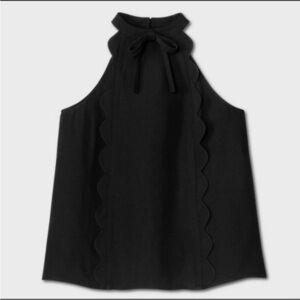 Victoria Beckham for Target NWOT Black Scalloped Sleeveless Blouse size XS